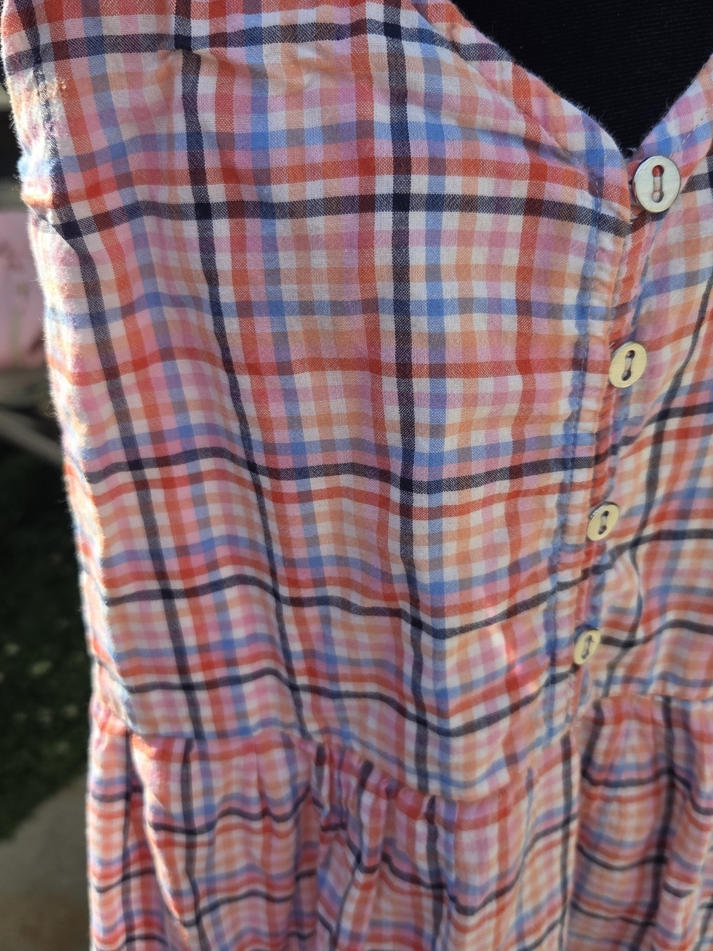 LOFT Pink Plaid Button-Front Maxi Sundress - Picture 3 of 8